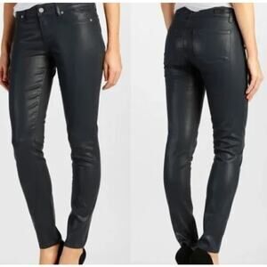 Paige Verdugo Ultra Skinny Coated Jeans in Deep Lagoon Silk Blue sz 25